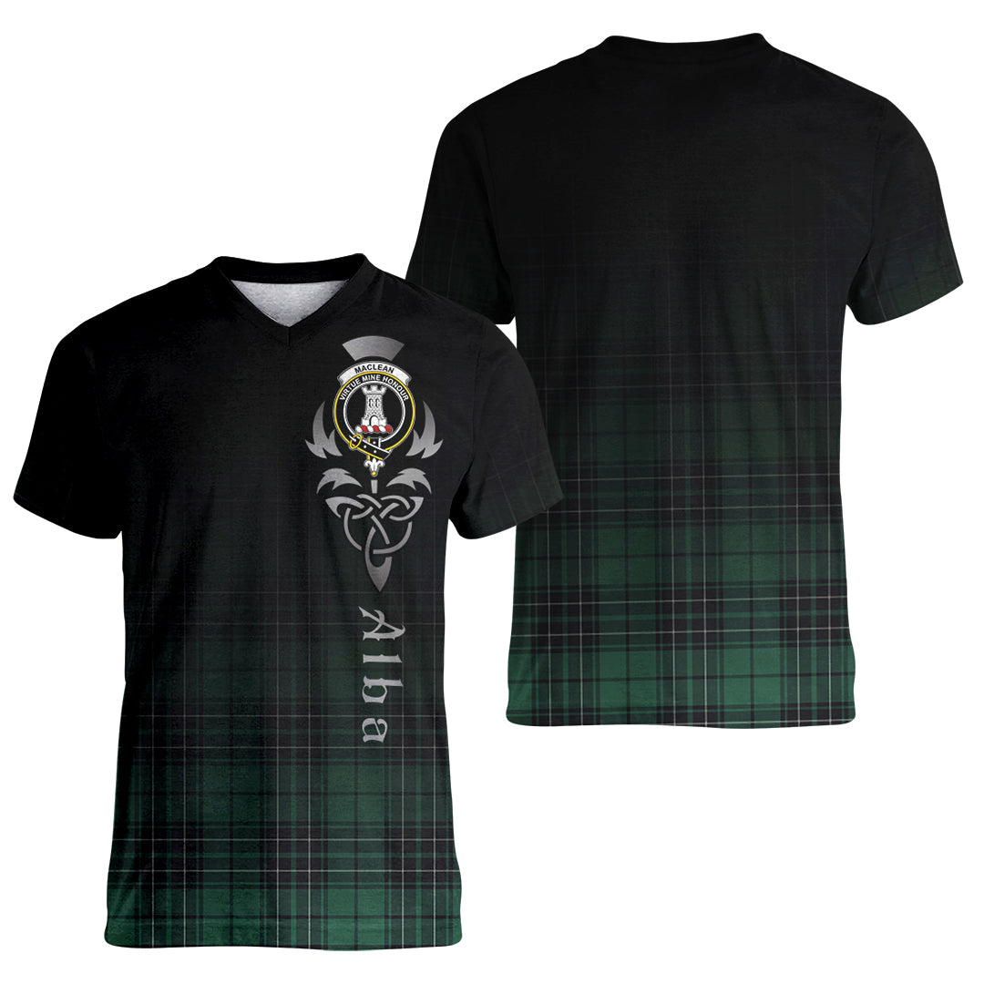Printivon MacLean Hunting Ancient Tartan Crest Alba Celtic T Shirt