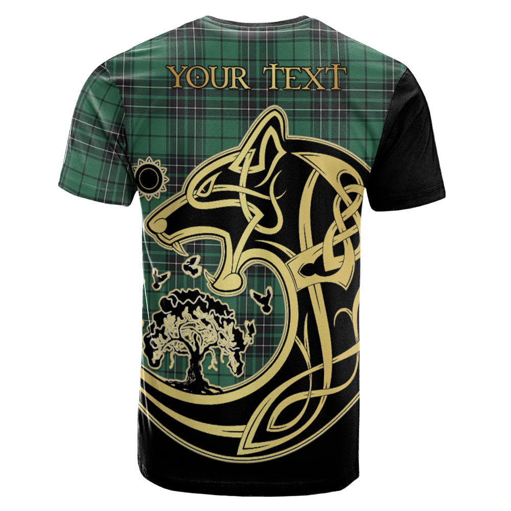 Printivon MacLean Hunting Ancient Crest Celtic Wolf Tartan T Shirt Custom Your Text