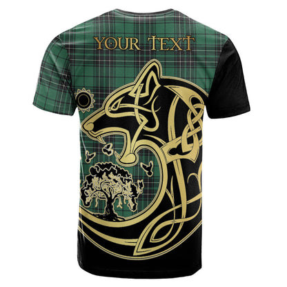 Printivon MacLean Hunting Ancient Crest Celtic Wolf Tartan T Shirt Custom Your Text