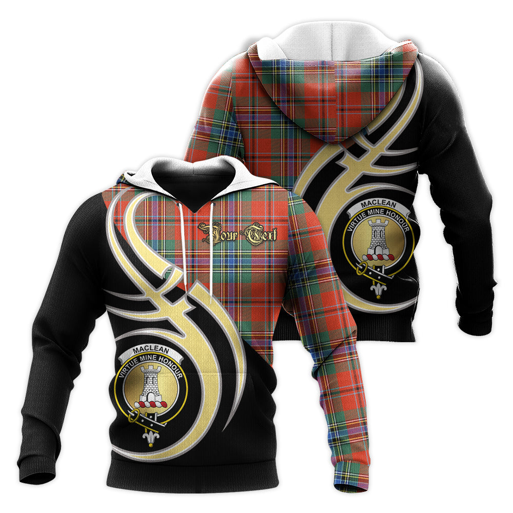 Printivon Maclean Of Duart Ancient Clan Believe In Me Crest Tartan Knitted Hoodie Custom Your Text