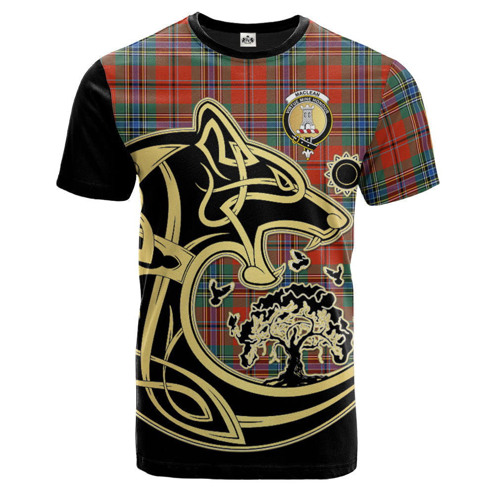 Printivon MacLean of Duart Ancient Crest Celtic Wolf Tartan T Shirt Custom Your Text
