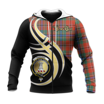 Printivon Maclean Of Duart Ancient Clan Believe In Me Crest Tartan Knitted Hoodie Custom Your Text