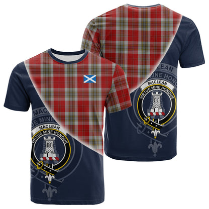 Printivon MacLean of Duart Dress Red Tartan Scottish Crest T Shirt