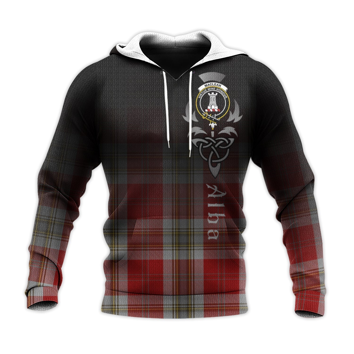 Printivon Maclean Of Duart Dress Red Tartan Crest Alba Celtic Hoodie
