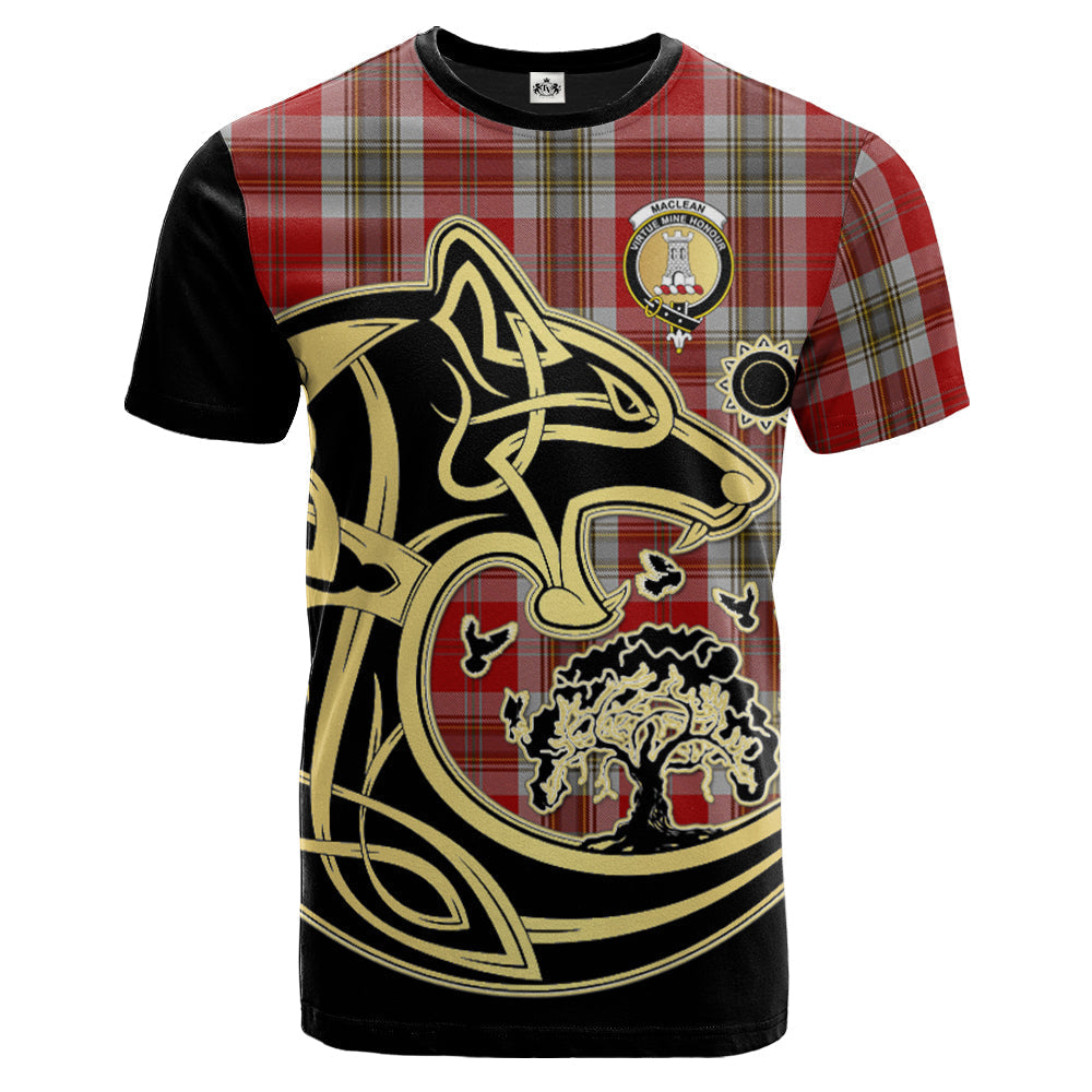 Printivon MacLean of Duart Dress Red Crest Celtic Wolf Tartan T Shirt Custom Your Text