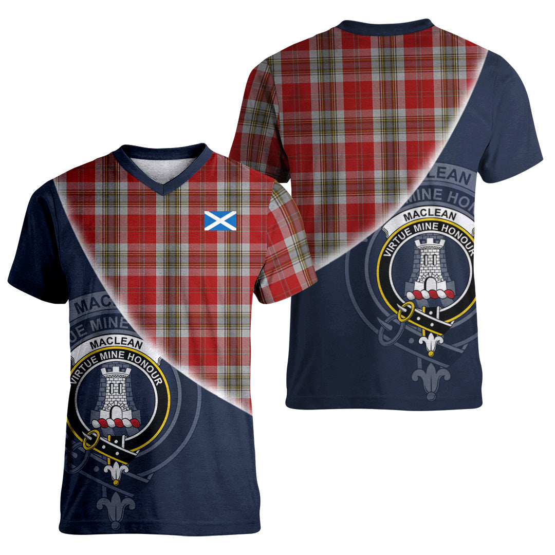 Printivon MacLean of Duart Dress Red Tartan Scottish Crest T Shirt