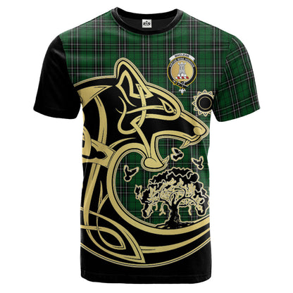 Printivon MacLean of Duart Hunting Crest Celtic Wolf Tartan T Shirt Custom Your Text