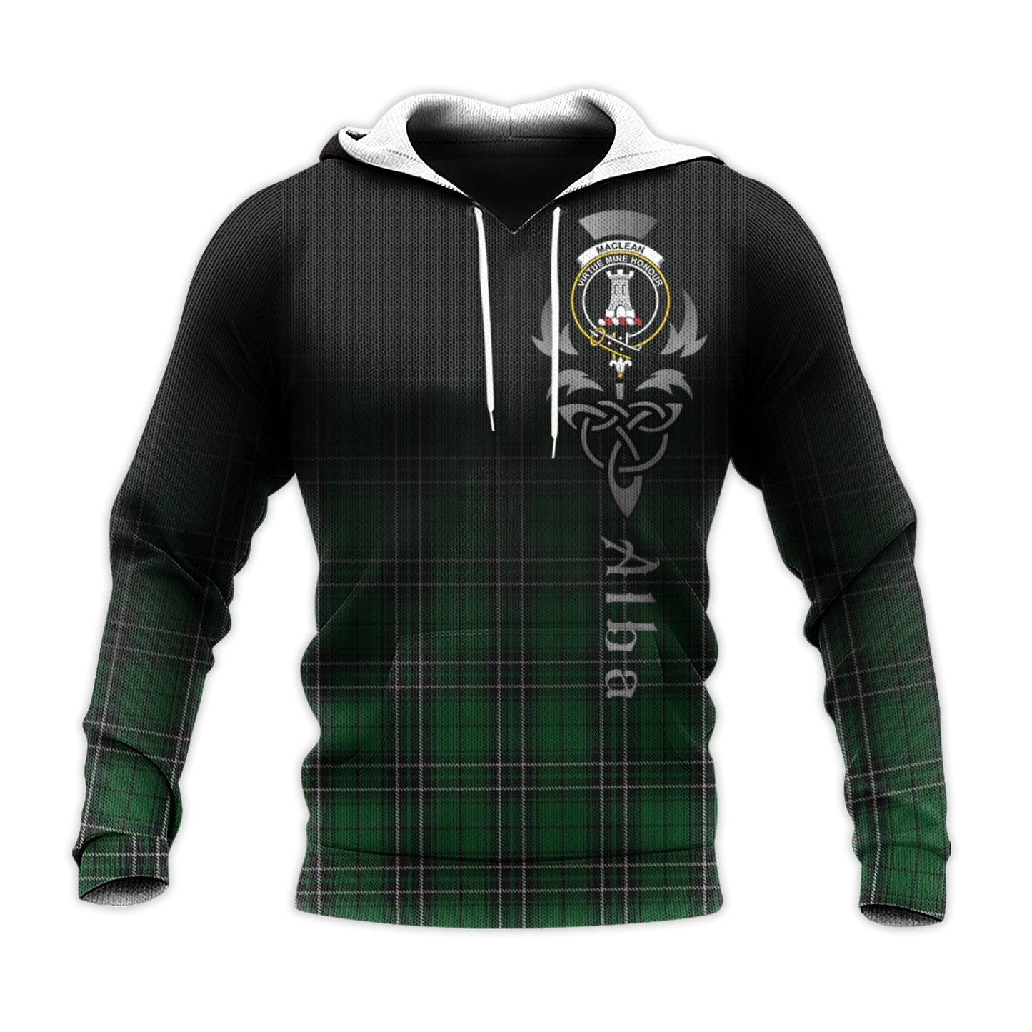 Printivon Maclean Of Duart Hunting Tartan Crest Alba Celtic Hoodie