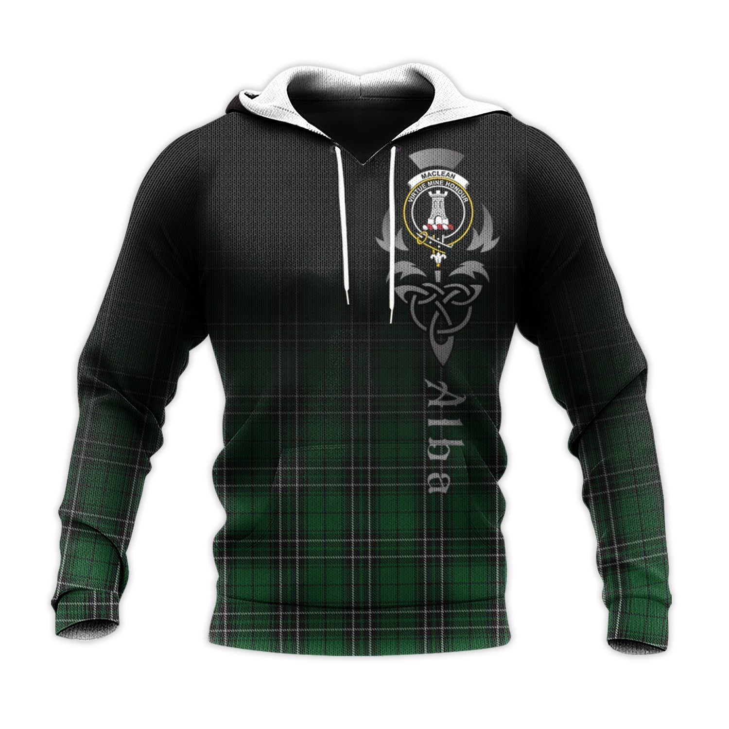 Printivon Maclean Of Duart Hunting Tartan Crest Alba Celtic Hoodie