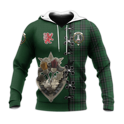 Printivon Maclean Of Duart Hunting Tartan Hoodie Lion Rampant And Celtic Thistle Style