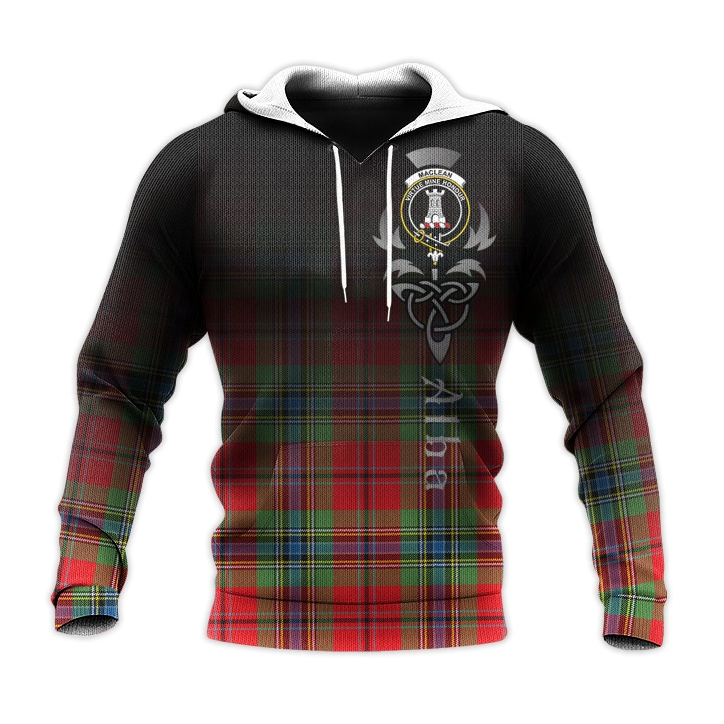 Printivon Maclean Of Duart Modern Tartan Crest Alba Celtic Hoodie