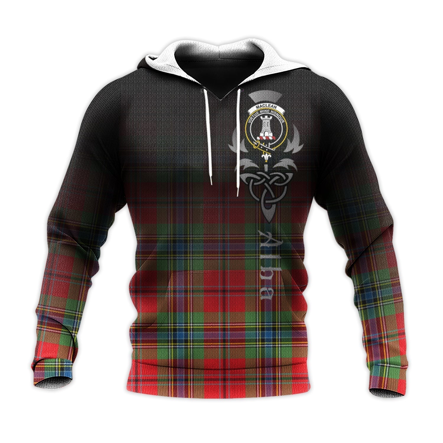 Printivon Maclean Of Duart Modern Tartan Crest Alba Celtic Hoodie