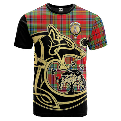 Printivon MacLean of Duart Modern Crest Celtic Wolf Tartan T Shirt Custom Your Text