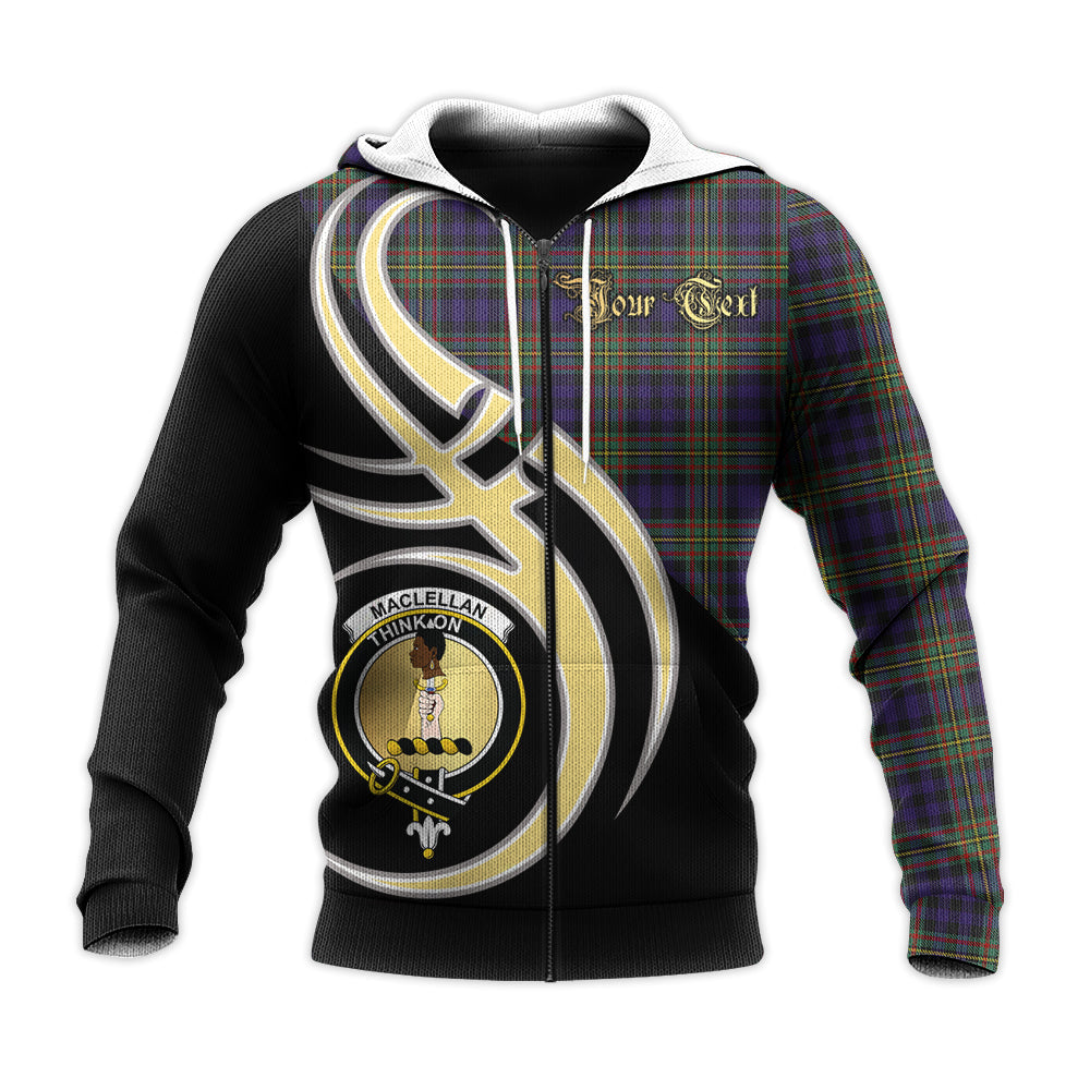 Printivon Maclellan Clan Believe In Me Crest Tartan Knitted Hoodie Custom Your Text