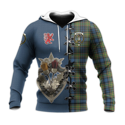 Printivon Maclellan Ancient Tartan Hoodie Lion Rampant And Celtic Thistle Style