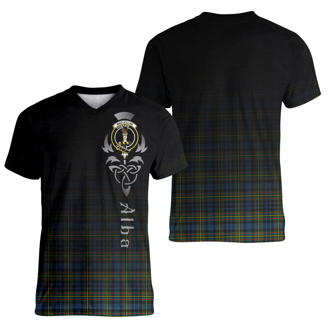 Printivon MacLellan Ancient Tartan Crest Alba Celtic T Shirt