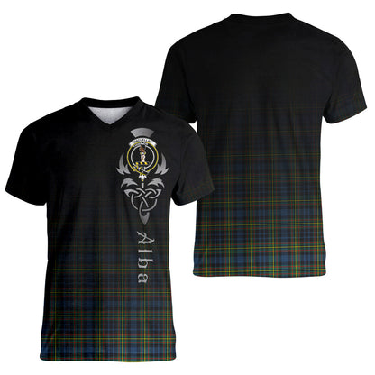 Printivon MacLellan Ancient Tartan Crest Alba Celtic T Shirt