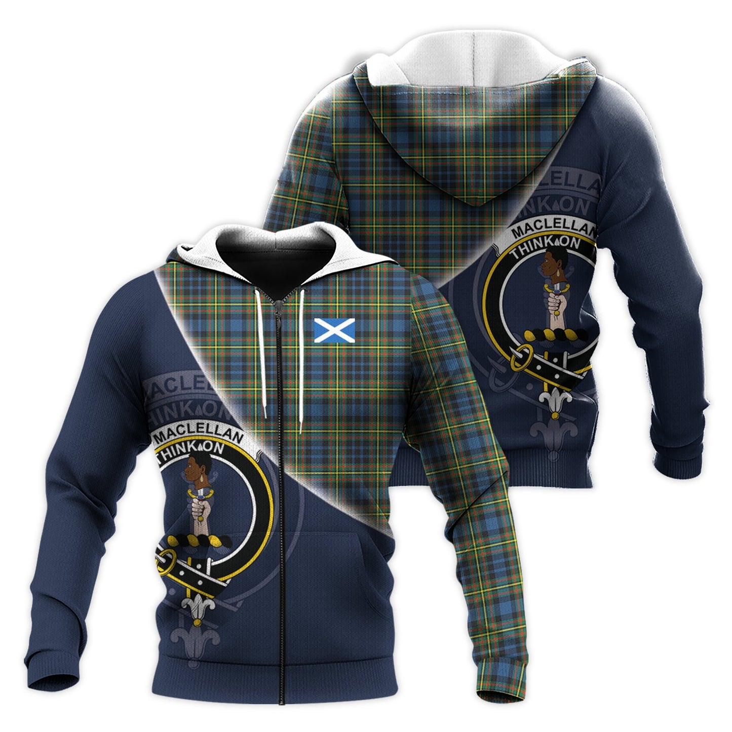 Printivon Maclellan Ancient Tartan Scottish Crest Hoodie