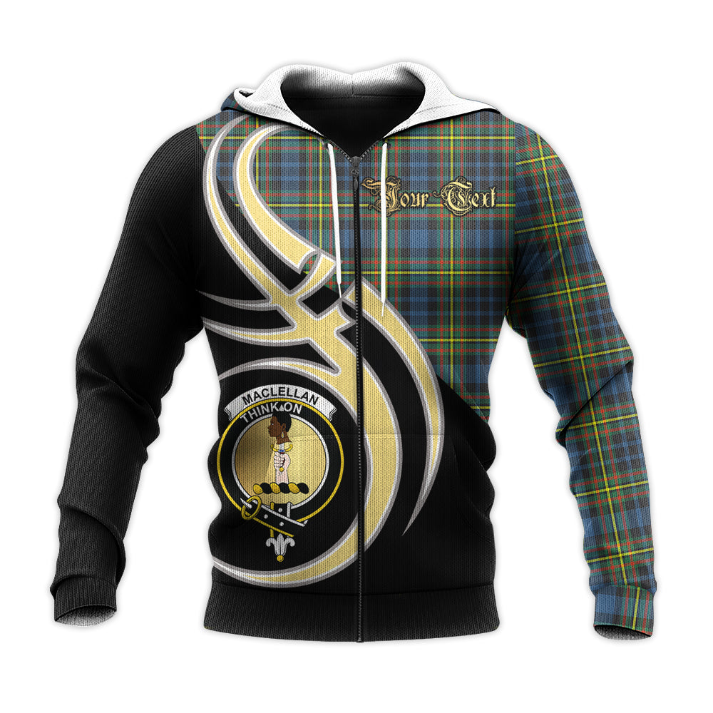 Printivon Maclellan Ancient Clan Believe In Me Crest Tartan Knitted Hoodie Custom Your Text