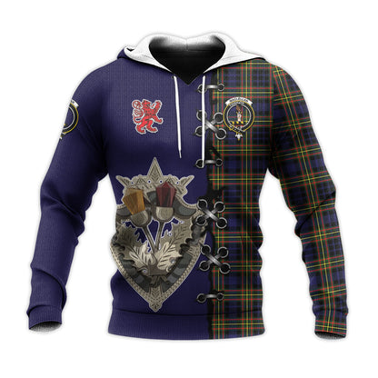 Printivon Maclellan Modern Tartan Hoodie Lion Rampant And Celtic Thistle Style
