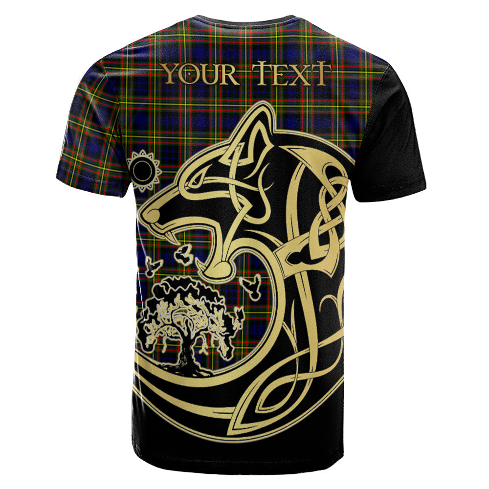 Printivon MacLellan Modern Crest Celtic Wolf Tartan T Shirt Custom Your Text