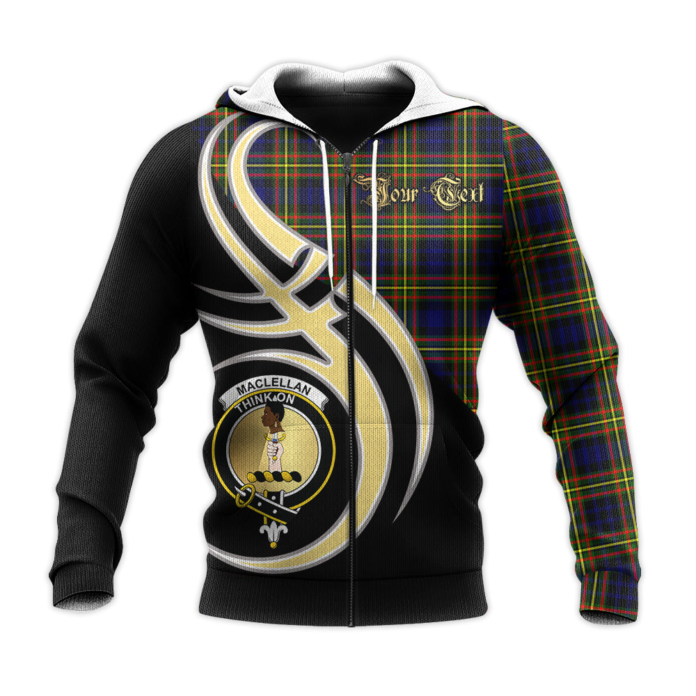 Printivon Maclellan Modern Clan Believe In Me Crest Tartan Knitted Hoodie Custom Your Text