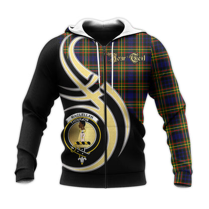 Printivon Maclellan Modern Clan Believe In Me Crest Tartan Knitted Hoodie Custom Your Text