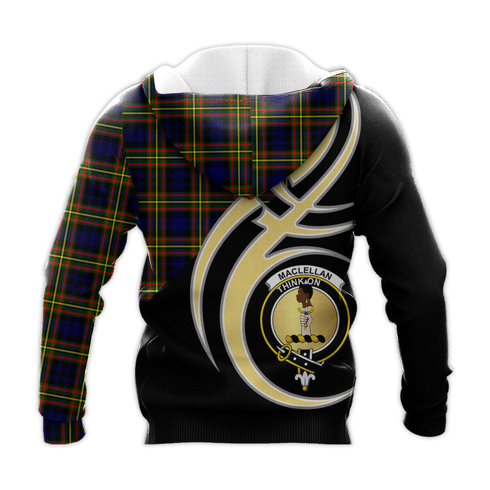 Printivon Maclellan Modern Clan Believe In Me Crest Tartan Knitted Hoodie Custom Your Text