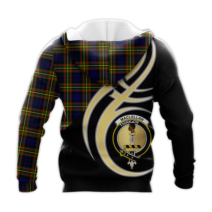Printivon Maclellan Modern Clan Believe In Me Crest Tartan Knitted Hoodie Custom Your Text