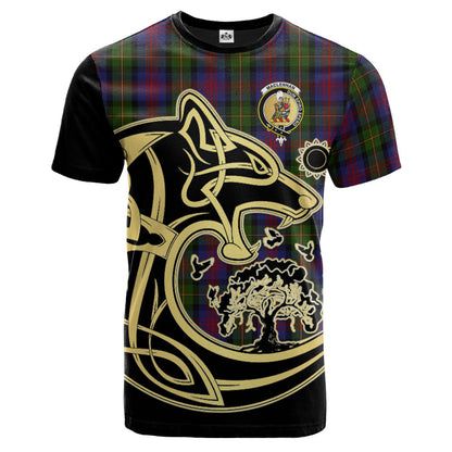 Printivon MacLennan Crest Celtic Wolf Tartan T Shirt Custom Your Text