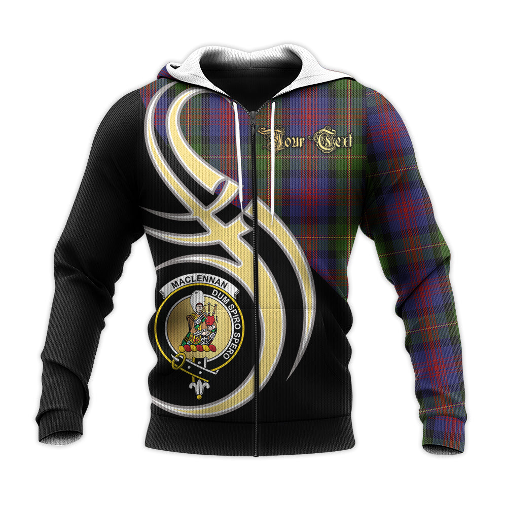 Printivon Maclennan Clan Believe In Me Crest Tartan Knitted Hoodie Custom Your Text