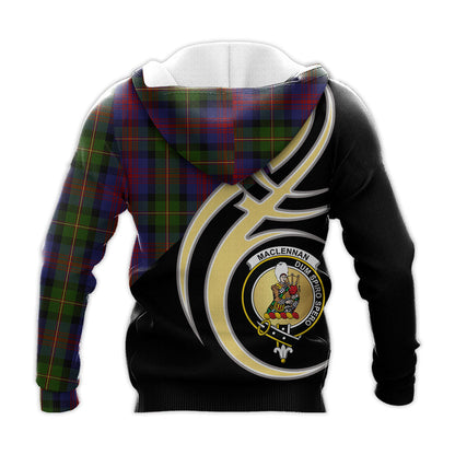 Printivon Maclennan Clan Believe In Me Crest Tartan Knitted Hoodie Custom Your Text