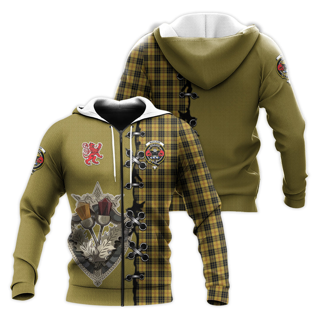 Printivon Macleod Tartan Hoodie Lion Rampant And Celtic Thistle Style