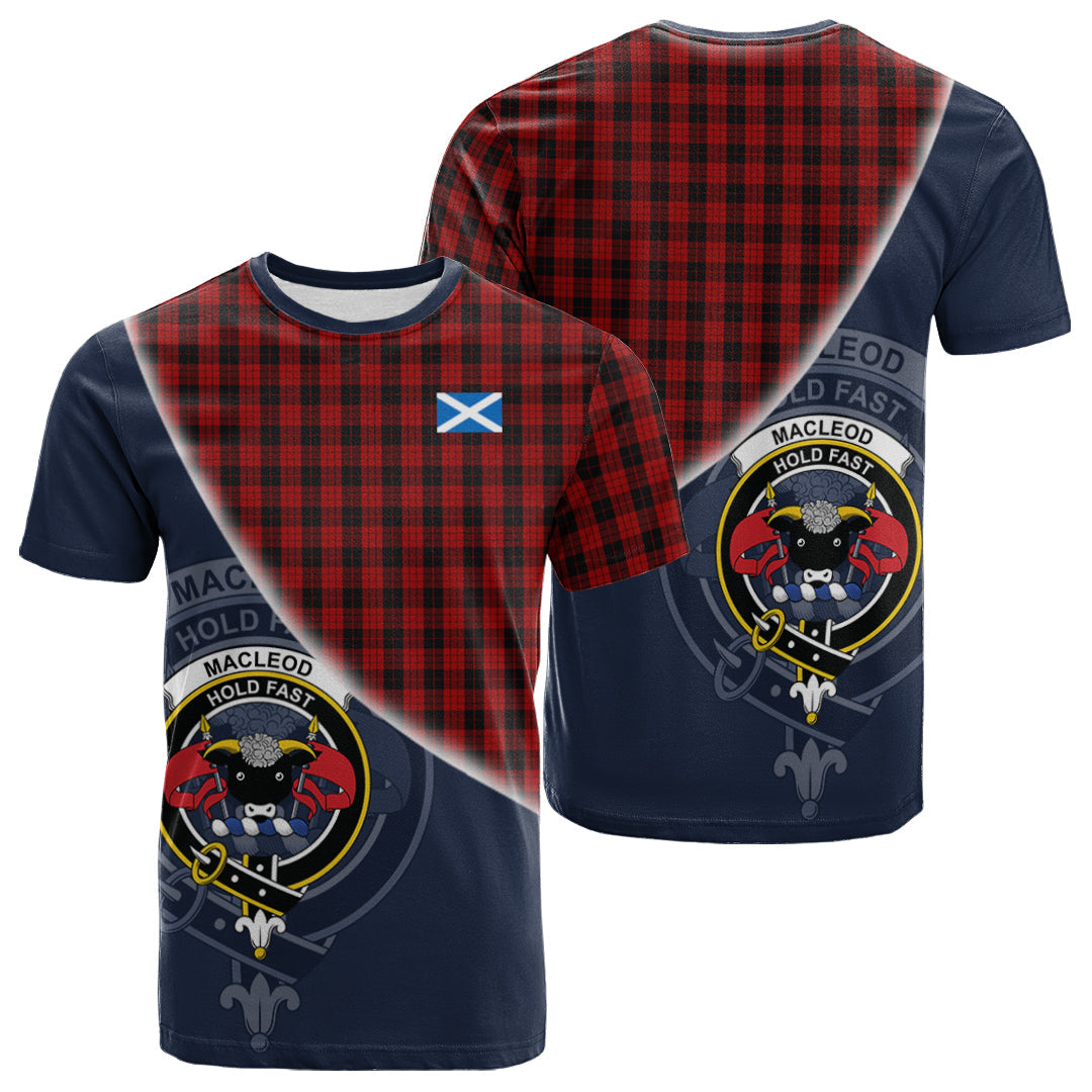 Printivon MacLeod Black and Red Tartan Scottish Crest T Shirt