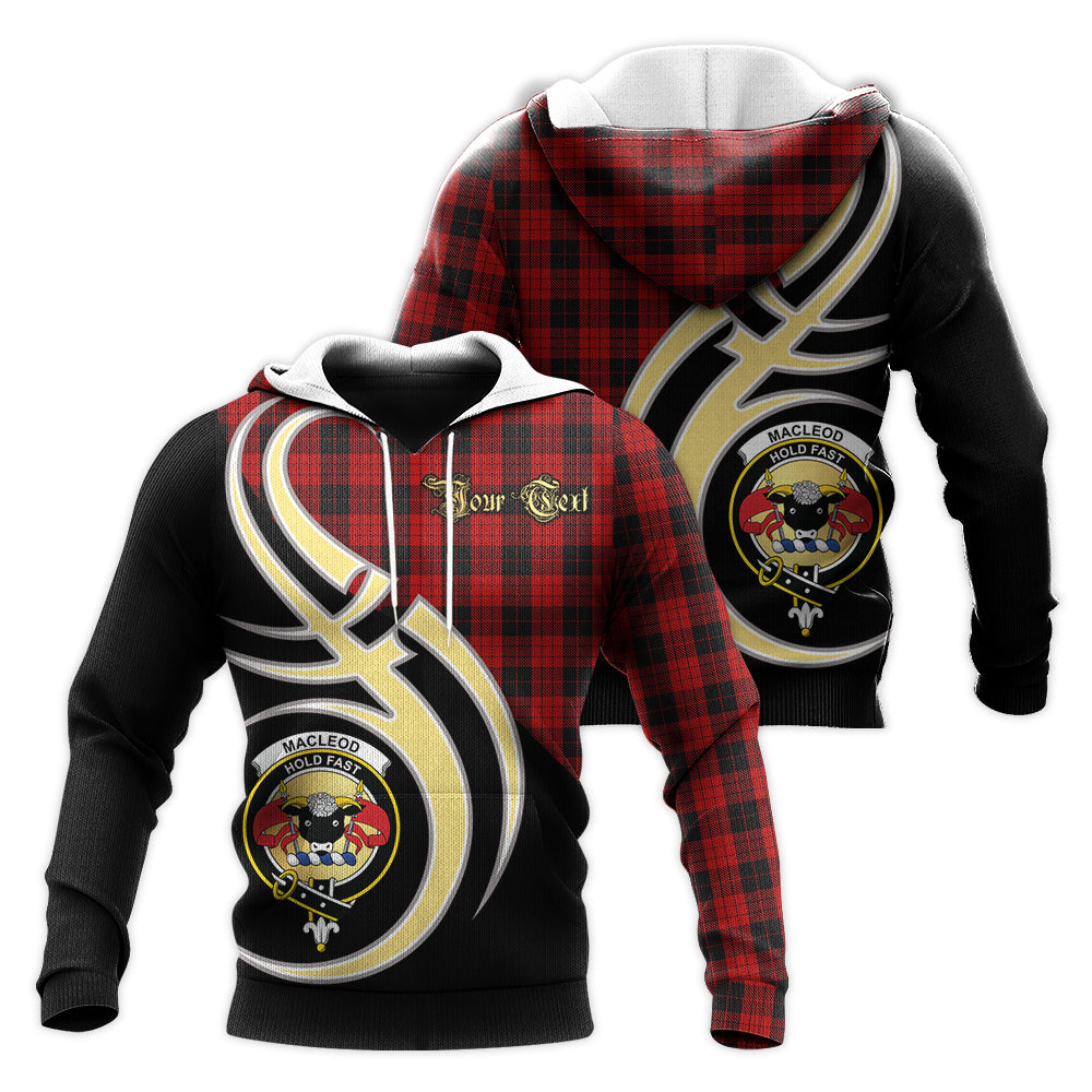 Printivon Macleod Black And Red Clan Believe In Me Crest Tartan Knitted Hoodie Custom Your Text