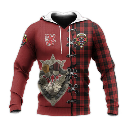 Printivon Macleod Black And Red Tartan Hoodie Lion Rampant And Celtic Thistle Style