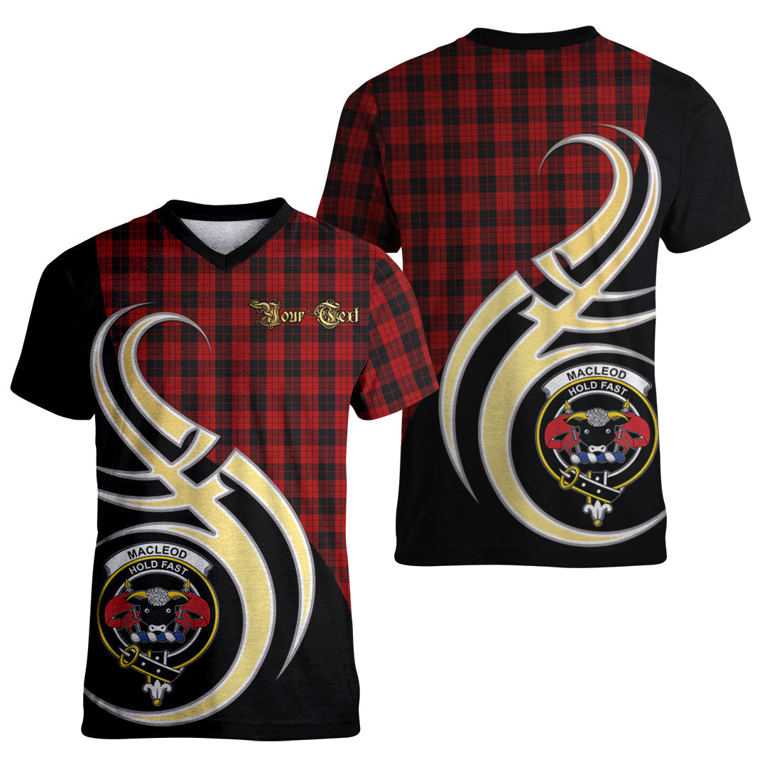 Printivon MacLeod Black and Red Tartan Crest Believe In Me T Shirt