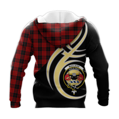Printivon Macleod Black And Red Clan Believe In Me Crest Tartan Knitted Hoodie Custom Your Text