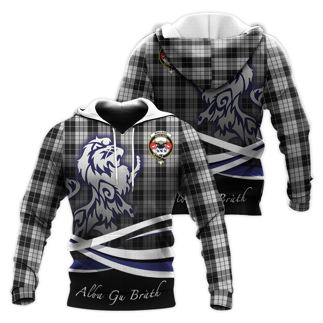 Printivon Macleod Black And White Tartan Scottish Lion Hoodie