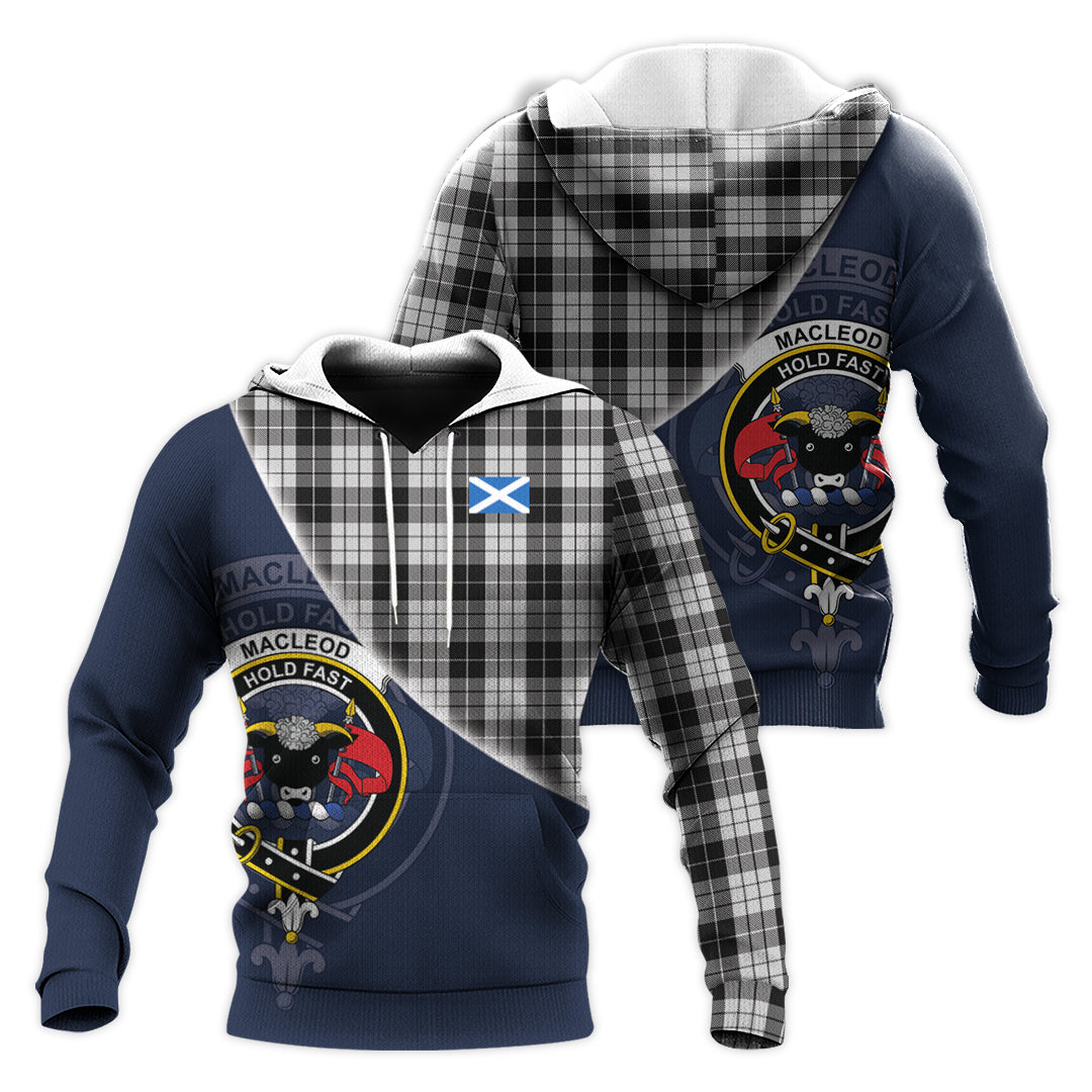 Printivon Macleod Black And White Tartan Scottish Crest Hoodie