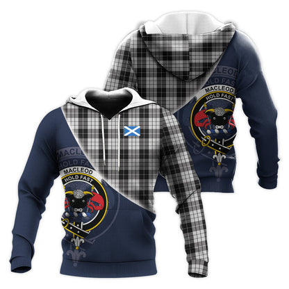 Printivon Macleod Black And White Tartan Scottish Crest Hoodie
