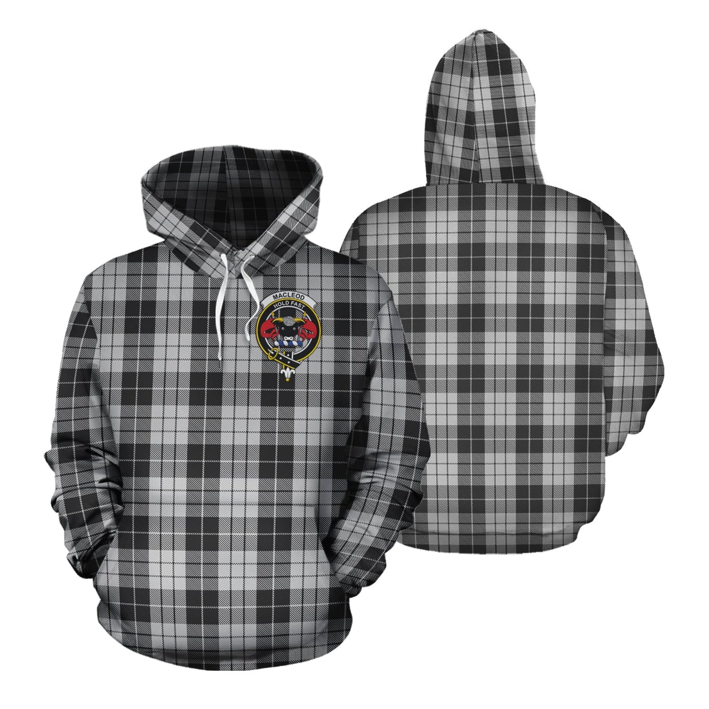 Printivon Macleod Black And White Tartan Hoodie