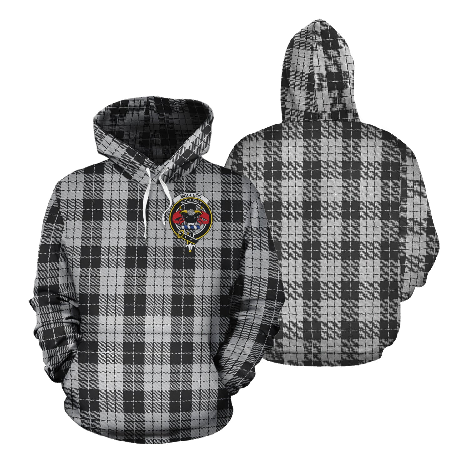 Printivon Macleod Black And White Tartan Hoodie