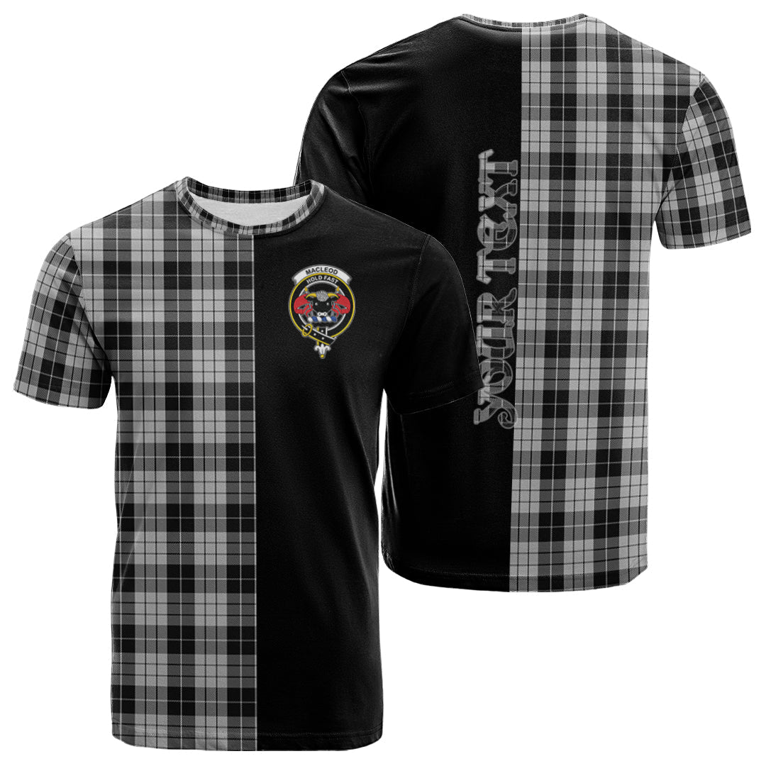 Printivon MacLeod Black and White Tartan Personalize Half T shirt