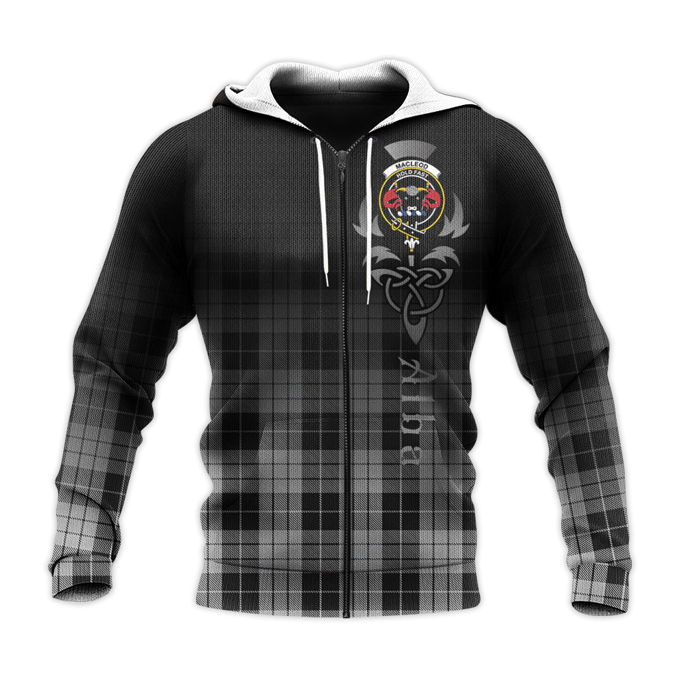 Printivon Macleod Black And White Tartan Crest Alba Celtic Hoodie