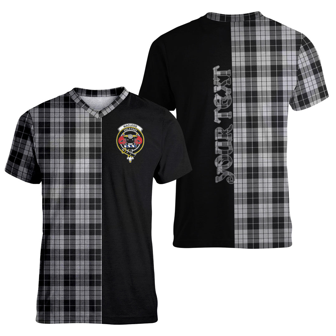 Printivon MacLeod Black and White Tartan Personalize Half T shirt