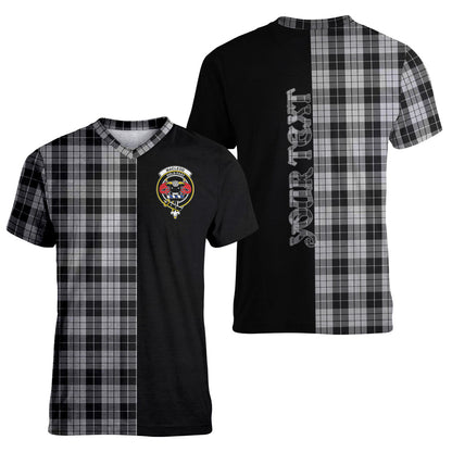 Printivon MacLeod Black and White Tartan Personalize Half T shirt