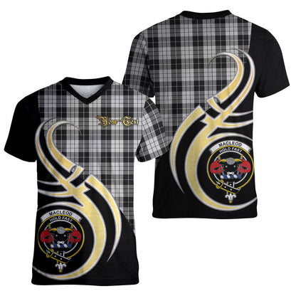 Printivon MacLeod Black and White Tartan Crest Believe In Me T Shirt