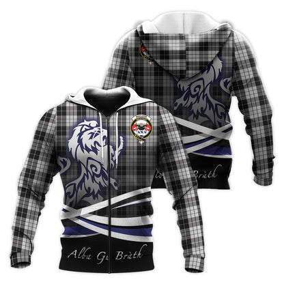 Printivon Macleod Black And White Tartan Scottish Lion Hoodie