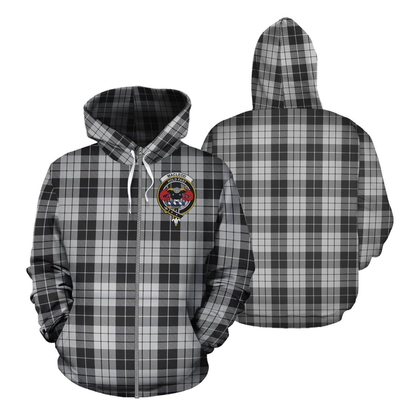 Printivon Macleod Black And White Tartan Hoodie
